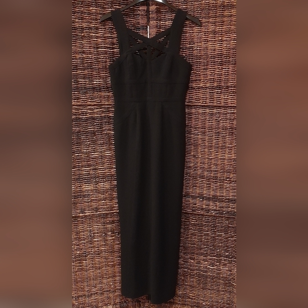 BCBGMaxAzria Women's 4 Black Maxi Length Formal Dress Gown Wedding Guest